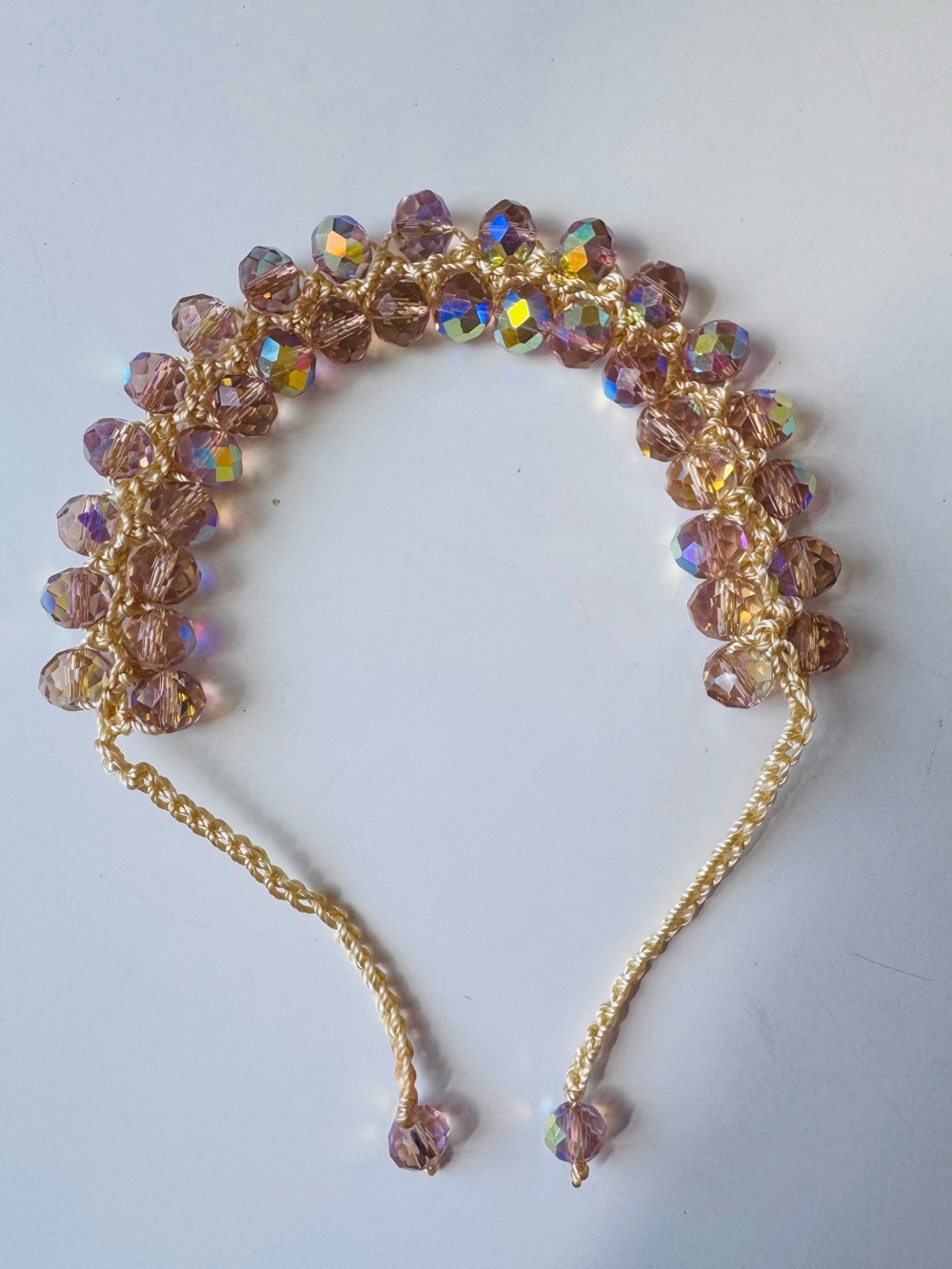 Champagne Crystal Beaded Bracelet, 🦋